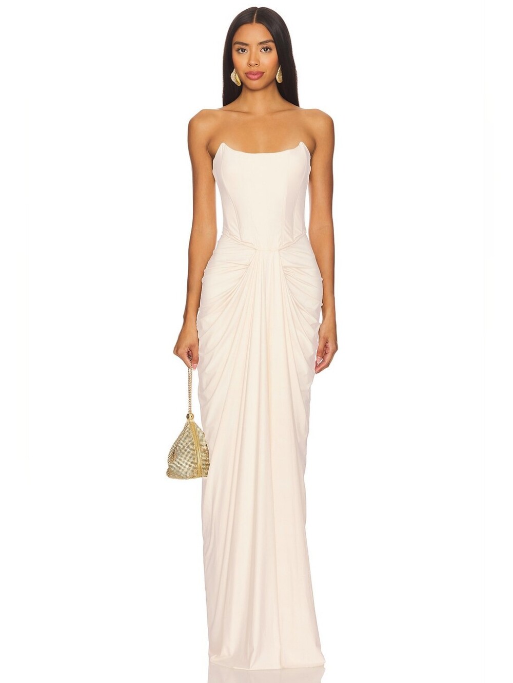 NWT $350 DEME BY GABRIELLA Pearl Gown Off White Medium